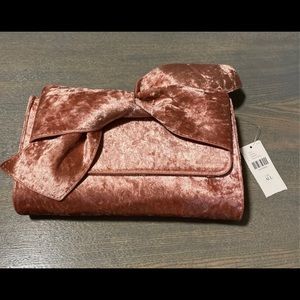 Anthropologie rose gold crushed velvet clutch